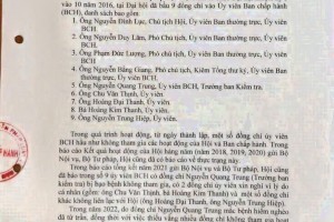 Báo cáo tình hình hoạt động và nhân sự Ban Chấp hành Trung ương Hội Phổ biến và Tham vấn pháp luật Việt Nam